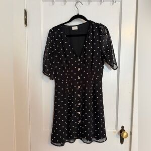 Aritzia Wilfred Black Dress with White Dot Accent